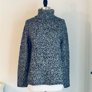 Chico’s Black & White Turtleneck Sweater, Chunky Knit, Acrylic Blend, Sz 2